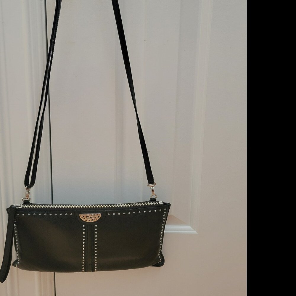 Brighton Pretty Tough Black Leather Crossbody Purse - Picture 5 of 10